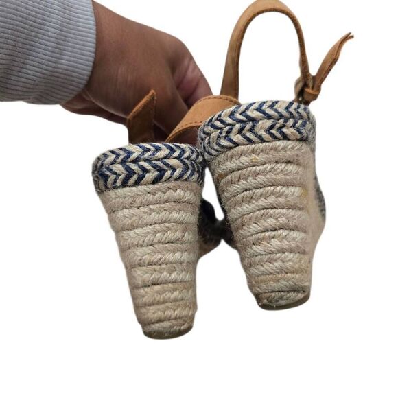 Toms Monica Espadrille Sandals Women's 7.5 Blue Suede Wedge Heel Formal Preppy - Picture 5 of 5